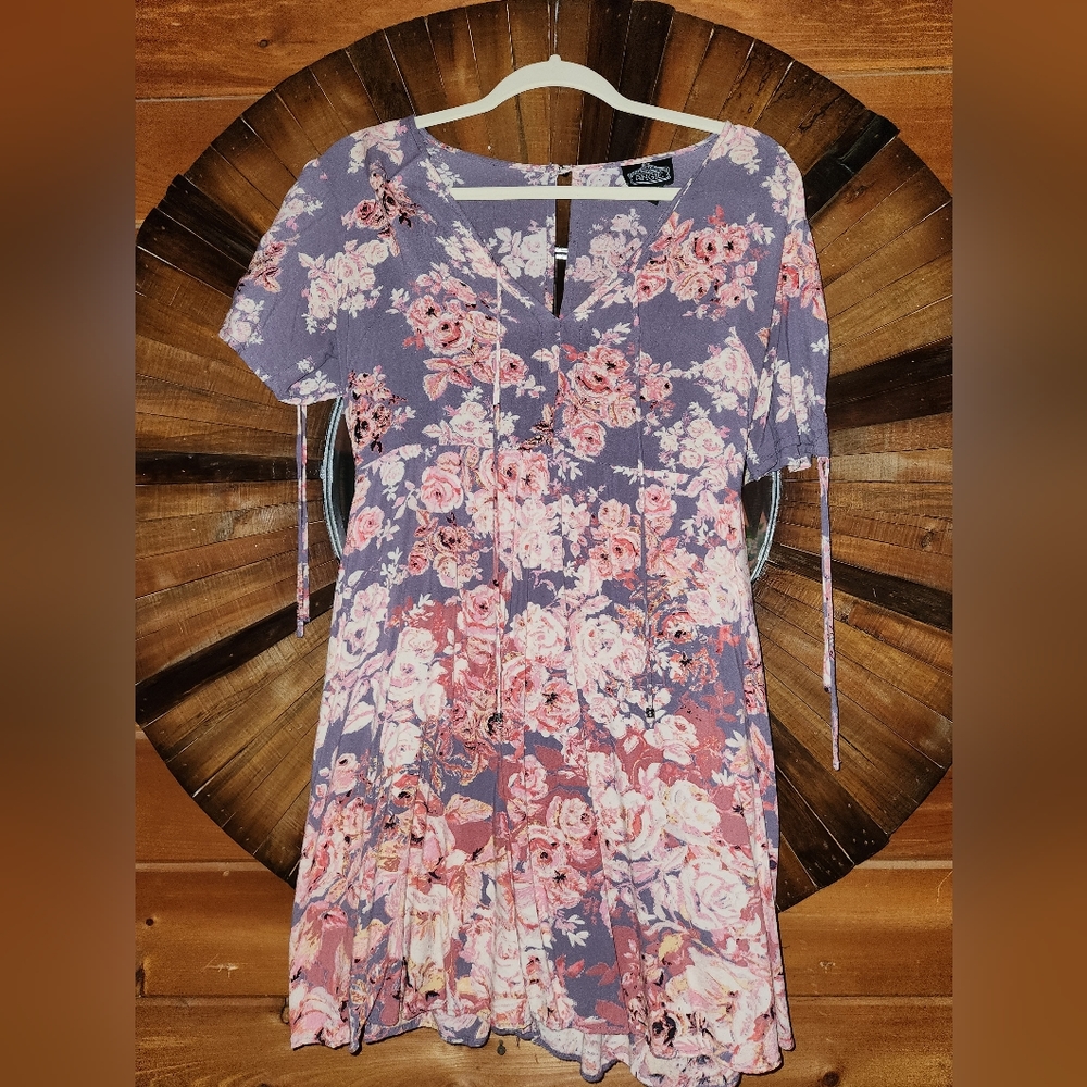 Angie violet and pink floral dress
